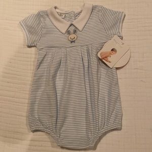 New Magnolia Baby Boys Blue Striped Bunny Bubble 9